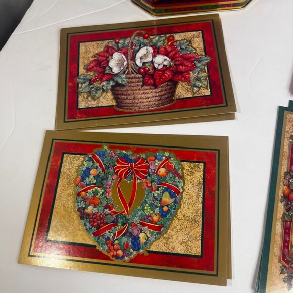 Raphael Tuck & Sons VTG Christmas Cards in Metal Tin w/ Envelopes Holiday - Picture 7 of 12